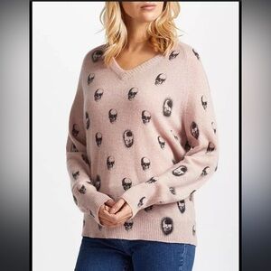 Skull Cashmere Riley Cashmere Jumper Sweater Dusty Pink/tan